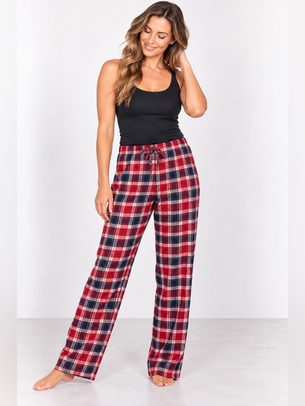 Onix Cotton Plaid Lounge PantsRed/Navy/White Plaid